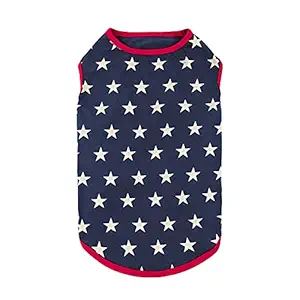 Fitwarm 100% Cotton 4th of July Dog Clothes Patriotic Dog Shirts T-Shirt Puppy Shirt Pet Vest Tank Top Cat Tee Large