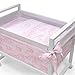 Cambrass 56 x 90 x 73 cm Wooden Bedside Crib Next with Fabrics Collection Toile (Pink)
