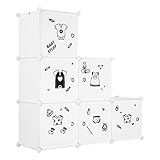 LANGRIA Kleiderschrank 6-Kubus DIY Modular Regalsystem Schuhschrank mit Aufkleber mit verschiedenen Kategorie-Icons Milchig Weiß - 2