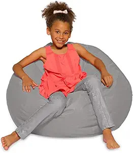 Ink Craft Junior Grey Bean Bag Chair, Furniture for Kids, Bean Bag Cover Without Beans, Playing Video Games or Relaxing
