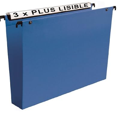 ESSELTE Paquet de 10 dossiers suspendus TIROIR en polypro opaque. Fond 50, bouton-pression. Bleu