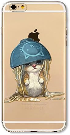 iPhone 5s Case, Transparent Clear Protective Bumper Case for 4.0" Apple iPhone 5 / iPhone 5S / iPhone SE in Slim Soft Silicone Gel TPU Back Skin Shock Absorption Scratch Proof Art Pattern Cute Cat under Noodle Bowl