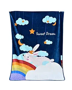 Beary Tales Multipurpose Extra Soft Snuggly Mink Blanket | Super Comfortable All Season Single Layer Blanket for Newborn Baby/Kids/Toddlers (Navy Blue, Single Layer(100x140Cm))