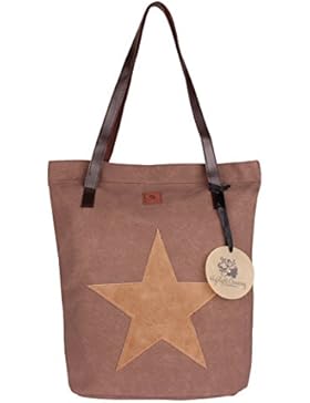 [Gesponsert]Highlight Company Shopper Tasche mit großem Stern, langen Riemen aus Lederimitat und Reißverschluß