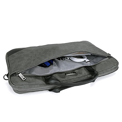 Laptoptasche 17.3, Evecase Premium Doppelfarbige Umhängetasche mit Gepolstert Laptopfach, Fronttasche, Zubehörfach für Laptop in 17,3 Zoll – Waschbär Grau - 4