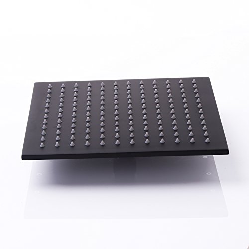 jiayoujia Modern Rainfall Duschkopf, viereckig Messing massiv in Pure schwarz, schwarz, Shower Head Size – 300 mm - 4