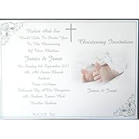 25, 50, 75 oder 100 x Personalisierte Twins / Girls / Boys / oder Mädchen & Boys Taufe / Taufe Einladungen Design (B) mit oder ohne Foto & freie Umschläge ...