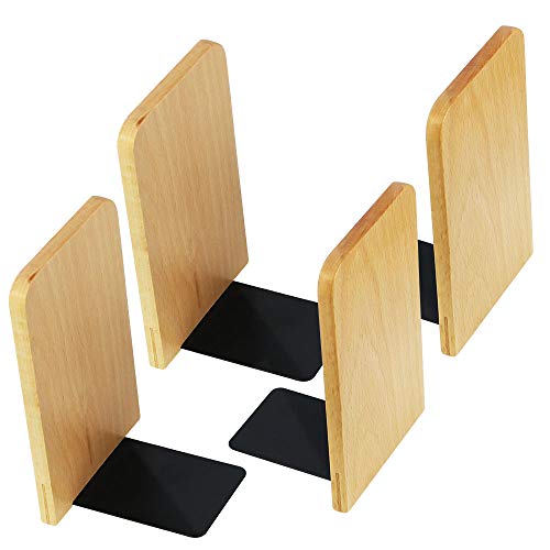SNAGAROG 4 Pcs Serre-Livres en Bois Style Japonais, 15.7 x 10.6cm Presse-Livres Efficace pour Rangement des Livres, Cadeau pour Homme Femme