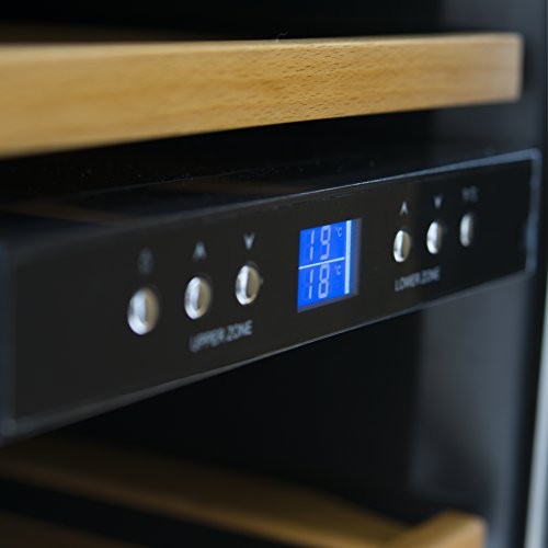 H.Koenig E12WV Weinkühlschrank freistehend / 34 L / 1.4 / B /53 cm / 167 kWh/Jahr /12 flaschen Kühlteil / zwei Temperaturzonen / Anti-Vibration / schwarz - 2
