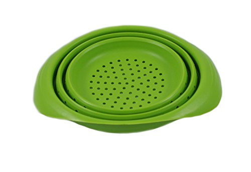 Platzsparendes Silikon Sieb faltbar in grün, Küchensieb Nudelsieb Faltsieb Abtropfsieb Seiher - 2
