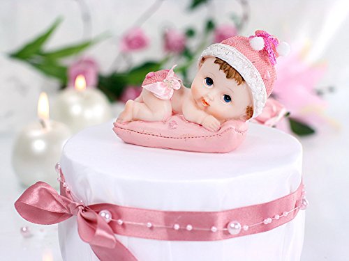 deCOnzept Tortenfigur BABY auf dem KISSEN Tortendeko Windeltortendeko Taufe (Mädchen) - 2