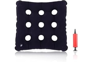 Anyingkai Dmuchana poduszka do siedzenia, ortopedyczna, poduszka do siedzenia, ortopedyczna, poduszka do siedzenia, poduszka na krzesło, okrągła, ortopedyczna poduszka do siedzenia (9 otworów)