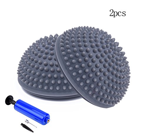 DASKING 2pcs Balle de Massage Des Pieds Tapis D'acupression Plante Des Pieds Hémisphère Masseur Pour CrossFit / Trigger Point / Massage des Fascias / Yoga (Gris)