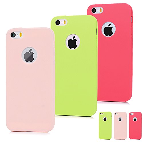 Coque iphone 5 5S, TPU Silicone Mate Housse Étui Cover Couleur Unique Ultra Léger Créatif Exclusif de Protection de Téléphone Case 