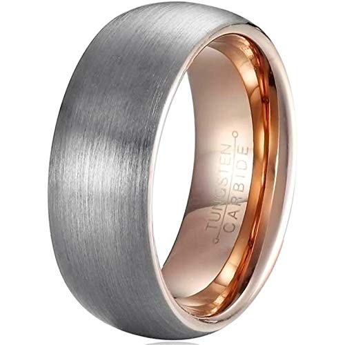 Beglie Unisex Tungsten Ring Brushed Wide Two Tone Bicolor Couples Rings Engagement Rings Lovers Ring for Man Band Rings for Couples with Free Engraving Size