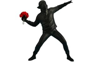 Taxually Scultura Moderna Design, Statua Banksy in Resina Ragazzo Lancio di Fiori Statuette Decorative Casa Moderne Creativa Figura Ornamento per Soggiorno Ufficio (Nero)