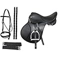 Skora Leather Jumping English Horse Saddle (Black, Standard)