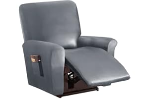 Highdi Stretchhusse für Relaxsessel Komplett Sesselschoner, Stretch Relaxsessel Bezüge 1 Stück - Einfarbig PU-Ledergewebe Elastisch Sesselbezug für Fernsehsessel Liege Sessel (grau)