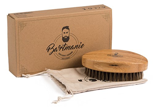 Bartbürste Bartmanie aus edlem Holz und Wildschwein Echthaarborsten für perfekte Bartpflege, in edler Geschenkbox