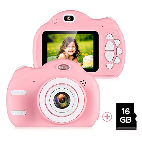 ZEEPIN Appareil Photo Numérique Enfants avec Cartes TF 16G Camera Enfant 8M 1080P Appareil Photo Enfant Rechargeable avec Ecran Couleur 2,4 Pouces pour Garçons Filles (Rose)