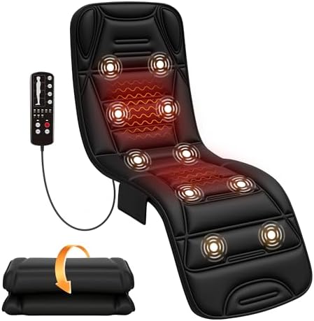 COMFIER Tappetino Massaggiante con Funzione Riscaldante, Coprisedile Materassino Massaggiante Vibrante con 10 Motori di Vibrazione, 5 Modalità di Massaggio e Funzione di Spegnimento Automatico, Regalo