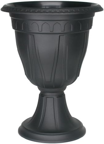 DCN Plastic 1420BK Tall Azura Urn Planter, Black
