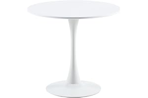 ‎BUYBYROOM buybyroom Skandinavischer Moderner Runder Esstisch, Einfacher Kleiner Tisch für Küche, Esszimmer und Wohnzimmer, Durchmesser 80 cm, Weiß