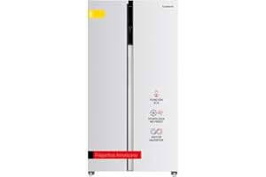 Corbero - Frigorífico Americano | CFSBSH634NFW | 59x91x177 | Capacidad 442L | No Frost | Display en Puerta | Luz LED | 2 Cajones | Función ECO | Estantes de Cristal | Silver Trim | 39 dB | Blanco