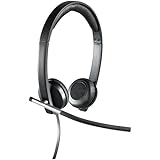 Logitech H650e Wired Headset, Stereo Headphones with Noise-Cancelling Microphone, USB, In-Line Controls, Indicator LED, PC/Ma