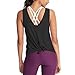 Produktbild Dorical Damen Yoga Tank Top Sommer Sports Racerback Shirts Oberteile, Frauen Casual Ärmellos Rundhals Runzlig Lose Fit Lässig Zurück Bandage for Yoga Jogging Laufen Workout S-2XL(Schwarz,Medium)
