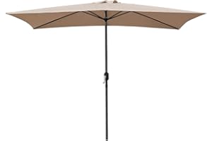Acomoda Textil – Sombrilla de Jardín con Forro Anti UV 200x300cm. Parasol de Aluminio con Manivela, Toldo Rectangular para Patios y Terrazas (Beige)