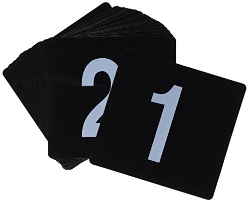 New Star Foodservice23145 Double Side Plastic Table Numbers, 1 to 25, 4 by 4-Inch, White on Black