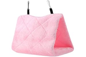 PSSOPP Hffheer Peluche Oiseau Hamac Chaud Nid D'oiseau Suspendu Animal Cage À Oiseaux Cave Swing Perroquet Tentes Lit pour Perruche Cockatiel Inséparable Budgie Canary Cockatoo(S-Rose)
