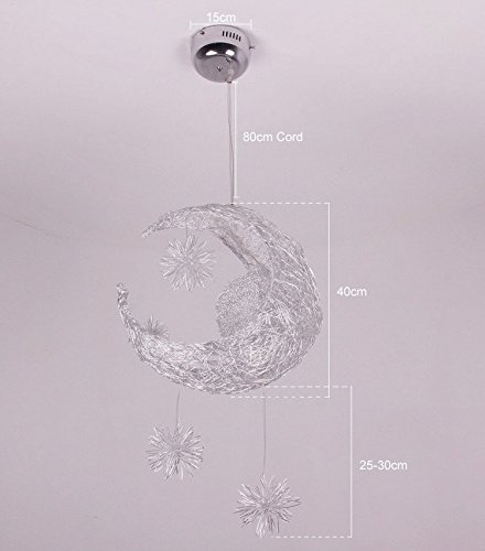 LONFENNER Creative Moon and Stars Pendelleuchte / Deckenleuchte Mond und Sterne, für Kinderzimmer, Wohnzimmer - 4