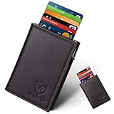 kartenetui rfid 【Mini-Geldbörse】-Unser Kreditkartenetui mit nur 20 mm dick ist aus hochwertigem Material gefertigt. Das stilvolle, dünne Design lässt die Kreditkartenetui elegant und retro wirken. Es verfügt über drei Kartenfächer, die bis zu 9 Kreditkarten aufnehmen können, und auch eine Geldklammer, in dem Sie etwas Bargeld aufbewahren können. Sie können es in Ihre Jackentasche oder Jeans-Tasche stecken. Es sieht nicht klobig aus, sehr geeignet für stilbewusste Männer und Frauen.