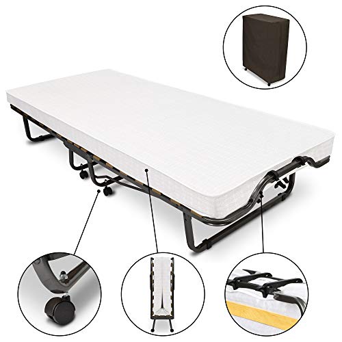 Beautissu - Venetia - Lit Pliant d'appoint, invité - 90 x 200 cm INCL. Matelas, roulettes et Housse pour Le Rangement