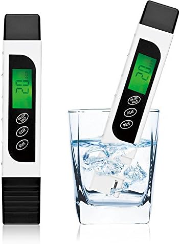 Digital Water Quality Tester, 3 in 1 TDS + EC + Temp Meter and PH meter with Battery Range at 0-9999 PPM, High Accuracy Pen Style Water Purity Monitor for Drinking Water, Gardening, Swimming Pools, Hydroponics, Aquariums, and Your Beer