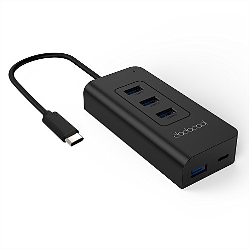 [Ultra dünn und leicht]dodocool USB C Super Speed 4 Port USB 3.0 Hub mit Power Delivery PD USB Typ C Eingang Ladeanschluss für Apple neue MacBook/MacBook Pro