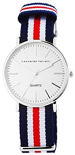 Leonardo Verrelli Analog Herrenuhr, Textil,  40 mm Blau - 297222100001 Leonardo Verrelli Analog Herrenuhr, Textil,  40 mm Blau - 297222100001