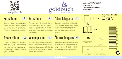 Goldbuch Schraubalbum, Bella Vista Trend 2, 39 x 31 x 2,5 cm, 40 schwarze Seiten mit Pergamin, Leinen, Dunkel Aubergine, 28718 - 6