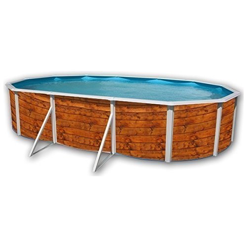 Preisvergleich Produktbild etnica oval stahlwandpool in holzoptik 6,40x3,66x1,20m