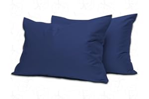 MistyMorning Pillow Cases 2 Pack Soft & Premium Quality Bedding & Linen, Egyptian Cotton 200 Thread Count, Breathable & Envelope Closure in Standard Size (50x75+15 cm) (Navy, Pack of 2)