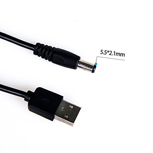 Sisthirth 2pack 1M Cable de Alimentación de USB a DC Conector USB Stecker auf 5,5 mm*2,1 mm DC Spannung Jack Female-Schnur-Kabel (5.5*2.1mm) - 3