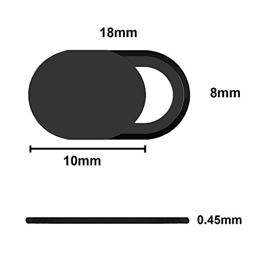 Premium Webcam Cover Abdeckung extra dÃ¼nn fÃ¼r die Front-Kamera am Laptop, Tablet, Smartphone in schwarz â€“ ersetzt Webcam Sticker und Aufkleber + E-Book 10 Tipps zum Hacker Schutz â€“ Anti Spionage Slide (schwarz)