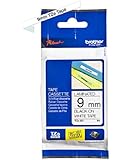 Brother TZE221 Nastro Laminato, 9 mm, Nero/Bianco