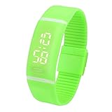 FEITONG Einfach Unisex Gummi LED Uhr Datum Sport Armband Digital Armbanduhr (Gras-Grün)