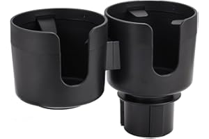 JSCARLIFE Car Dual Cup Holder Expander, 2 in 1 Multifunctional Large Car Cup Holder Expander Adapter with Adjustable Base, All Purpose Car Cup Holder for Bottles Cups Drinks Snack Organizer