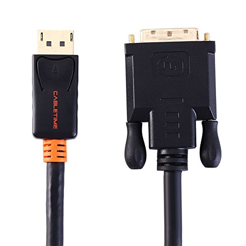 cabletime DisplayPort zu DVI Kabel, DP Männlich auf DVI männlich, digital Video Signal, vergoldet, unterstützt 1080p/Full HD, kompatibel für HDTV, Monitor, Beamer, Signalübertragung (2 m), schwarz - 2