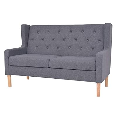 vidaXL Canapé à 2 Places Tissu Gris Canapé de Salon Mobilier de Salon Fauteuil