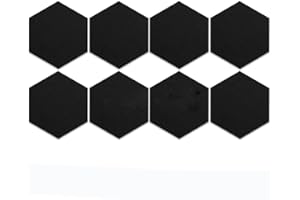 KEPUARM 8 Pièces Tableau d'affichage Feutre Hex Auto-adhésif, Tableaux à Mémos avec 20 épingles, Tableau en Liège Mural, Panneau Liege Mural pour Notes, Photos, Publicité (Noir)